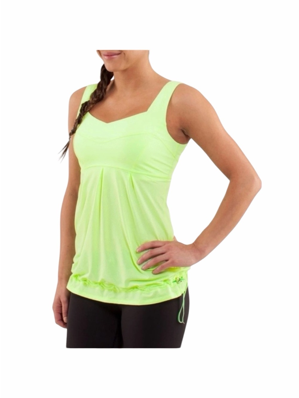 lululemon athletica Tame Me Tank Neon Lime with Drawstring Hem